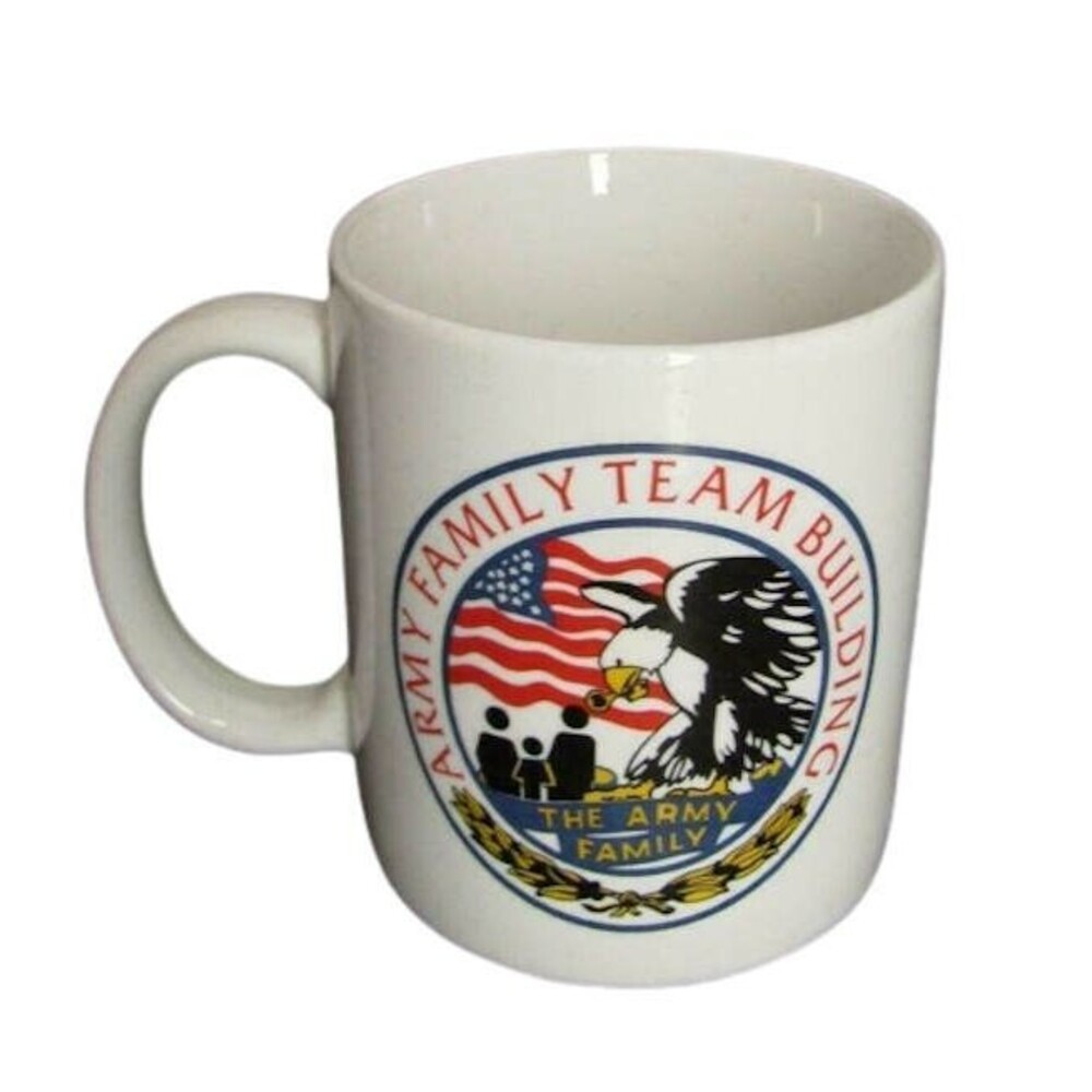 Army Family Team Building Ceramic Coffee Mug USA Military Flag Eagle Colorful